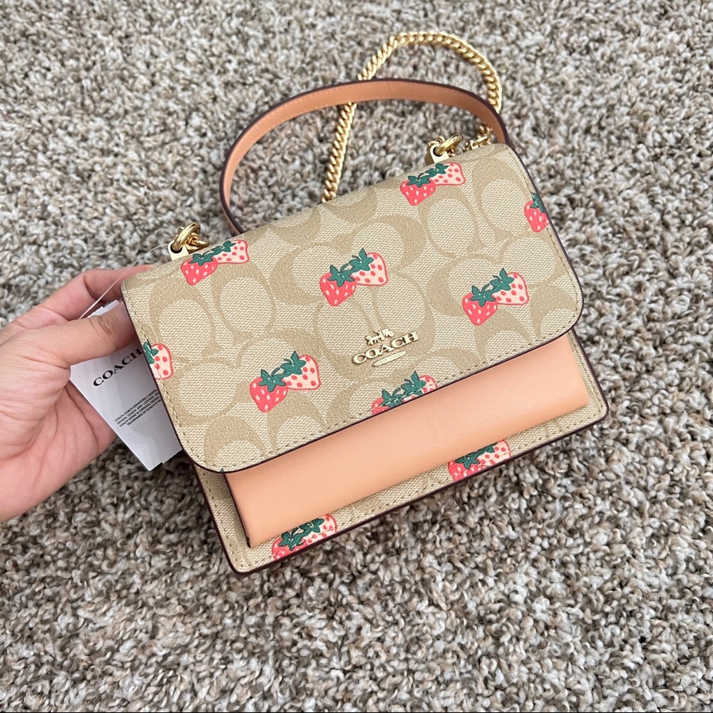 Coach mini klare crossbody with strawberry print